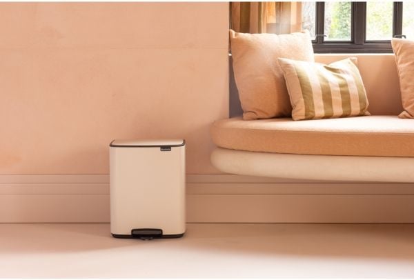 Brabantia Bo Pedal Bin, 12 l, Rektangulær, Stål, Beige, Pedal, 292 mm