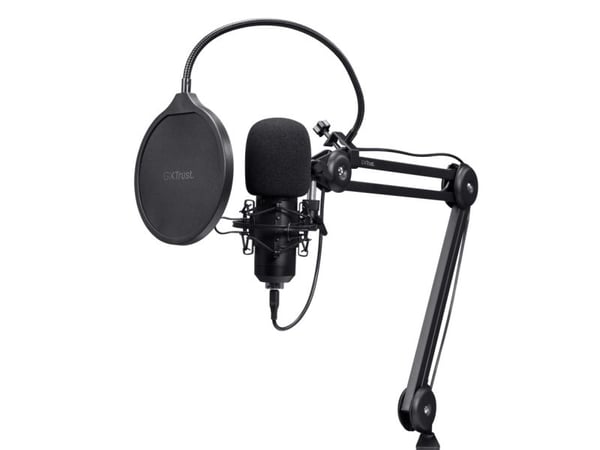 Trust GXT 270 Emita II+, Podcast-mikrofoni, Kondensaattorimikrofoni, Langallinen, USB, musta, Metalli