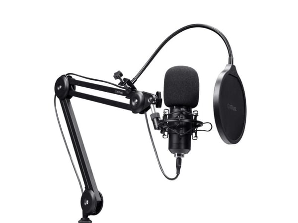 Trust GXT 270 Emita II+, Podcast-mikrofon, Kondensator, Koblet med ledninger (ikke trådløs), USB, Svart, Metall