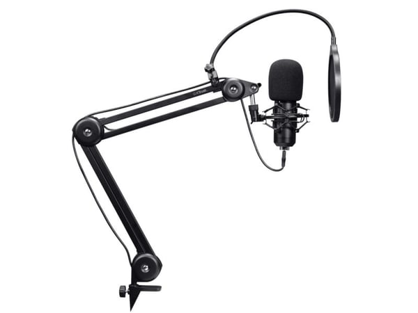 Trust GXT 270 Emita II+, Podcast-mikrofon, Kondensator, Koblet med ledninger (ikke trådløs), USB, Svart, Metall