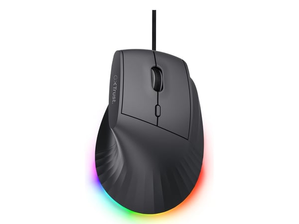 Trust Gaming GXT 145 Rexxa - Vertikal mus - ergonomisk - med belysning - optisk - 10 knappar - kabelansluten - USB 3.0 - svart