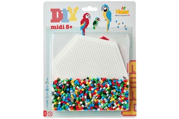 Hama midi läpipainopakkaus iso kuusikulmio, papukaijat