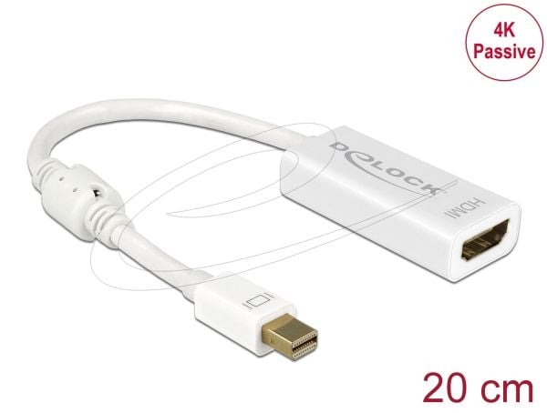 Delock - Video adapter - Mini DisplayPort hann til HDMI hunn - 20 cm - hvit - 4K-støtte