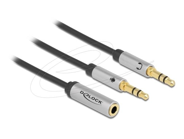 DeLOCK 66740, 3.5mm, Naaras, 2 x 3.5mm, Uros, 0,25 m, Musta, Hopea