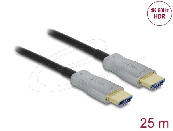 DeLOCK - Høyhastighets HDMI-kabel - HDMI (M) til HDMI (M) - 25,0 m - fiberoptisk - svart - 4K-støtte, Active Optical Cable (AOC) (85016)