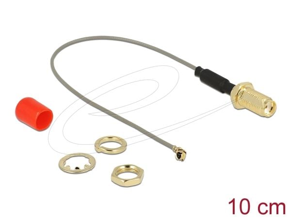 Delock - Antennekaapeli - SMA modtager til MHF/U.FL stik - 10 cm - koaksial - grå