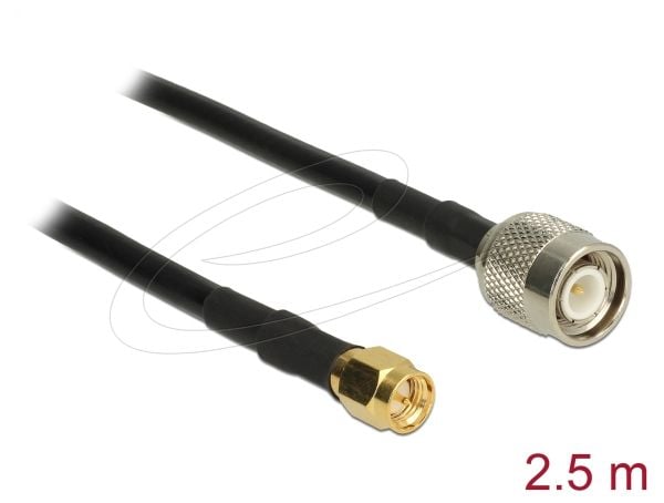 Delock - Antennekabel - TNC han til SMA han - 2.5 m - koaksial - sortti
