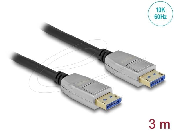 Delock - DisplayPort-kabel - DisplayPort (hann) låst til DisplayPort (hann) låst - DisplayPort 2.0 - 3 m - 10 K 60 Hz (10240x4320) støtte - svart