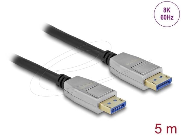 Delock - DisplayPort-kabel - DisplayPort (hann) låst til DisplayPort (hann) låst - DisplayPort 2.0 - 5 m - 8 K 60 Hz (7680 x 4320) støtte - svart