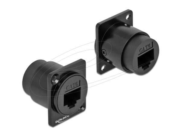 Delock D-Type Module RJ45 Cat.6 jack to jack - Påknipsbar mulighetsmodulfrontplate - panelmonterbar - CAT 6 - UTP - RJ-45 - svart