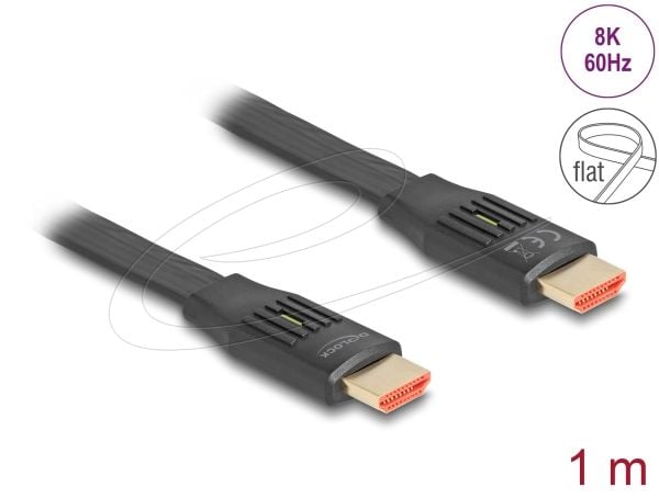 DeLOCK 81001, 1 m, HDMI Type A (Standard), HDMI Type A (Standard), 3D, 48 Gbit/sek., Svart