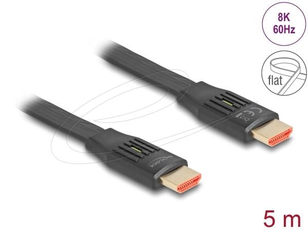 DeLOCK 81004, 5 m, HDMI Type A (Standard), HDMI Type A (Standard), 3D, 48 Gbit/sek., Svart