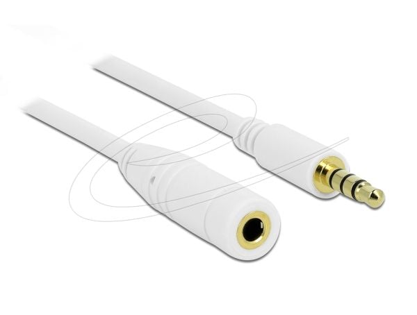 Delock - Lydkabel - mini-phone stereo 3.5 mm hann til mini-phone stereo 3.5 mm hunn - 1 m - hvit