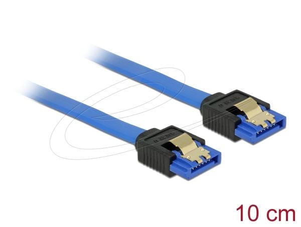 Delock - SATA-kabel - Serial ATA 150/300/600 - SATA(R) til SATA(R) - 10 cm - hasp - blå