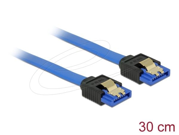Delock - SATA-kabel - Serial ATA 150/300/600 - SATA(R) til SATA(R) - 30 cm - hasp - blå