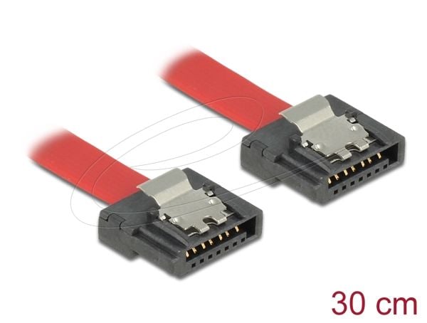 Delock FLEXI - SATA-kabel - Serial ATA 150/300/600 - SATA (hunn) til SATA (hunn) - 30 cm - låst - rød