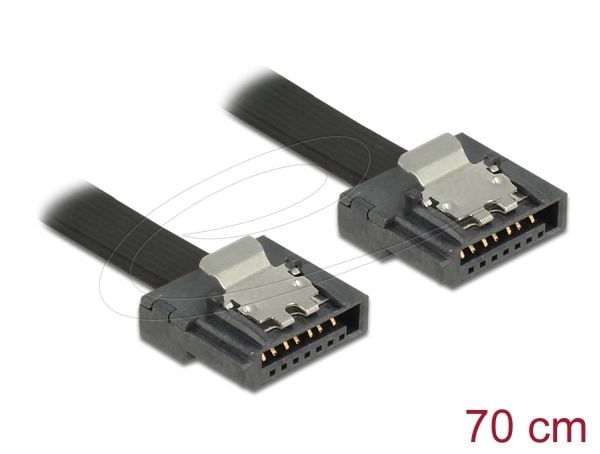 Delock FLEXI - SATA-kabel - Serial ATA 150/300/600 - SATA (hann) til SATA (hann) - 70 cm - låst - svart