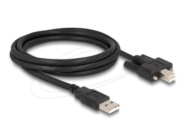 Delock - USB-kabel - USB (hann) til USB-type B (hann) - USB 2.0 - 2 m - tommelskruer - svart
