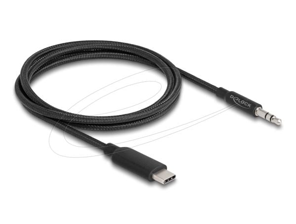 Delock - Lydkabel - 24 pin USB-C hann til mini-phone stereo 3.5 mm hann - 1 m - svart