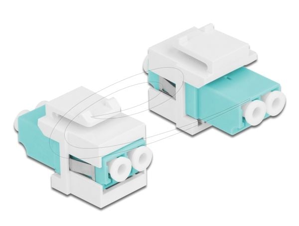 Delock - Nettverkkopler - LC multimodus (hunn) til LC multimodus (hunn) - fiberoptisk - dupleks - Keystone-jakk - hvit, akvamarin