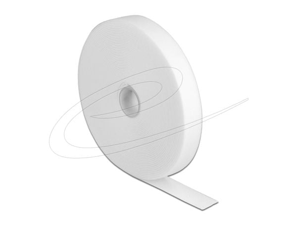 DeLOCK 18382, Hook & loop cable tie, Valkoinen, 10 m, 20 mm, 1 kpl