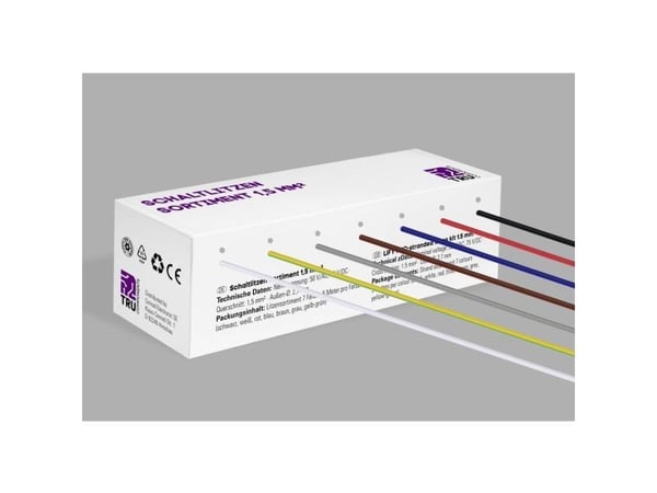 TRU COMPONENTS TC-12112372 Johdin 1,5 mm² Musta, valkoinen, punainen, sininen, sininen, ruskea, harmaa, keltainen, vihreä 1 setti
