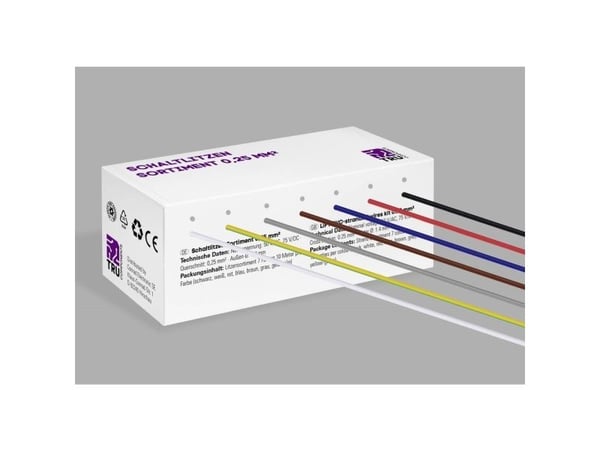 TRU COMPONENTS TC-12112352 Johdin 0,25 mm² Musta, Valkoinen, Punainen, Sininen, Ruskea, Ruskea, Harmaa, Keltainen, Vihreä 1 setti