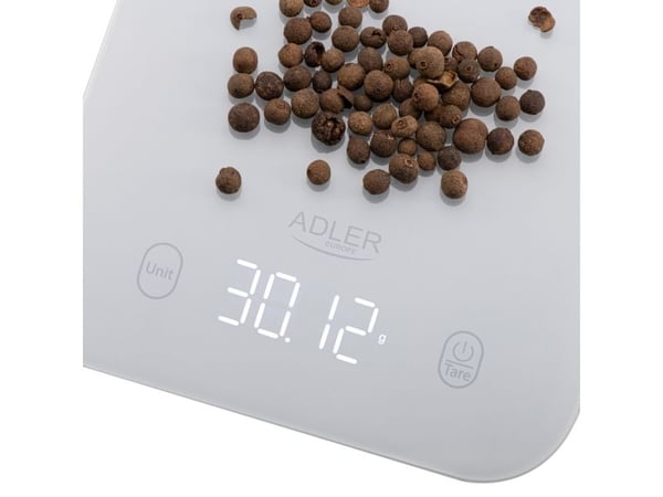 Adler AD 3181G, Sähkökeittiövaaka, 10 kg, 1 g, Harmaa, Pöytämalli, Suorakulmio