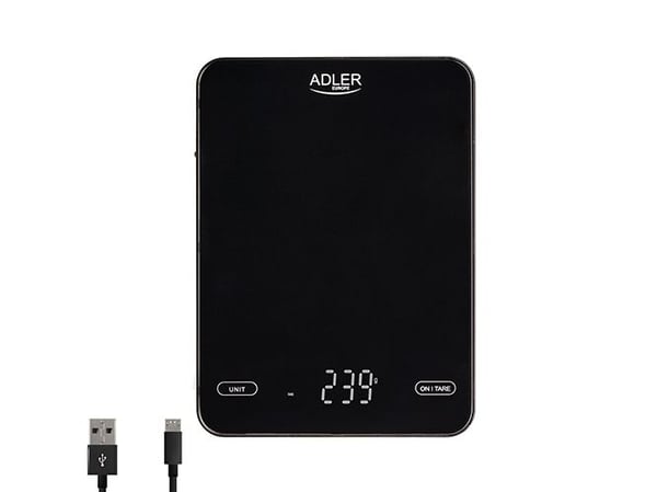 Adler AD 3177B, Elektronisk kjøkkenvekt, 10 kg, 1 g, Svart, Glass, Benkeplate