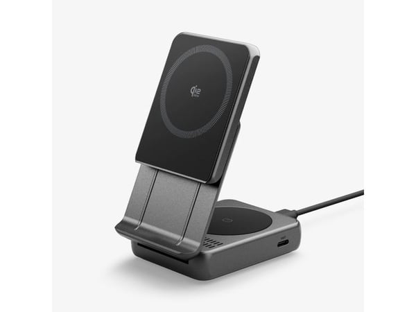 Spigen ESSENTIAL EF302 MOQ Qi2.2 2-i-1 magnetisk MagSafe trådlader svart