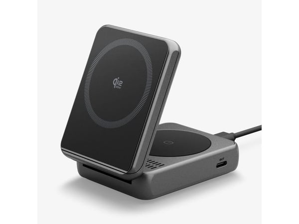Spigen ESSENTIAL EF302 MOQ Qi2.2 2-i-1 magnetisk MagSafe trådlader svart