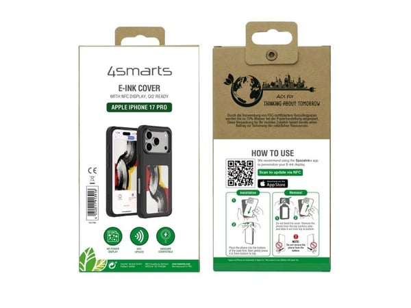 4smarts E-Ink, Etui, Apple, iPhone 17 Pro, 16 cm (6.3"), Svart
