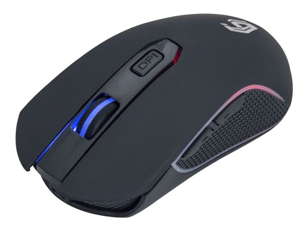 Gembird "Firebolt" - Mus - rechargeable, RGB - optisk - 6 knapper - trådløs - 2.4 GHz - USB trådløs mottaker - svart - gift box with window and hanger