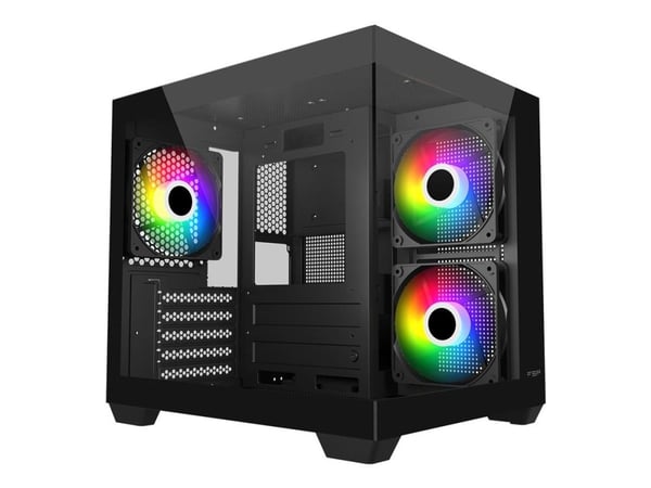 FSP S140-BA - SFF-TORN - mini ATX - genomskinlig sidopanel (glas) - ingen strömförsörjning (ATX) - svart - USB/ljud