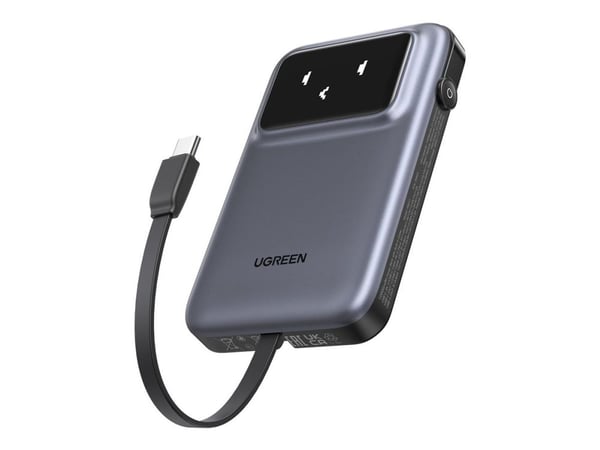 Ugreen Uno - Power bank - inbyggd USB-C-kabel - 10000 mAh - 30 Watt - 3 A - Fast Charge, PD (USB-C)