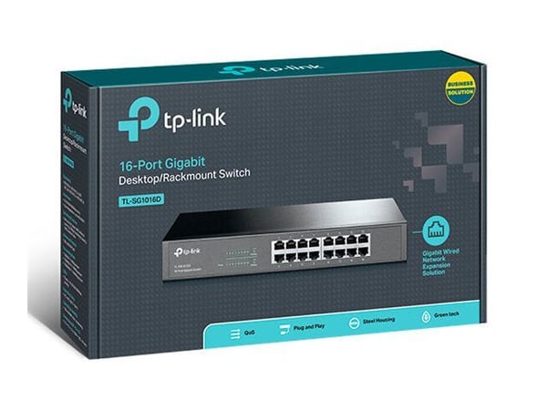 TP-Link TL-SG1016D 16-Port Gigabit Switch - Switch - ikke-styrt - 16 x 10/100/1000 - stasjonær