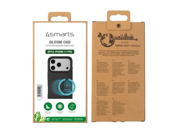 4smarts Cupertino - Baksidedeksel for mobiltelefon - MagSafe-samsvar - silikon - svart - for Apple iPhone 17 Pro