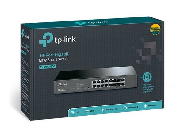 TP-Link JetStream TL-SG1016DE - Switch - Styrt - 16 x 10/100/1000 - rackmonterbar