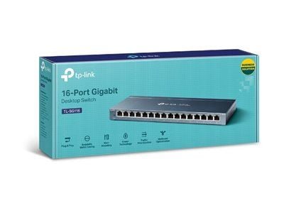 TP-Link TL-SG116, Hallitsematon, Gigabit Ethernet (10/100/1000), Täysin kaksipuolinen