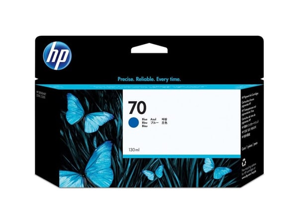 HP 70, sininen mustekasetti, 130 ml, Väriainepohjainen muste, 130 ml, 1 kpl