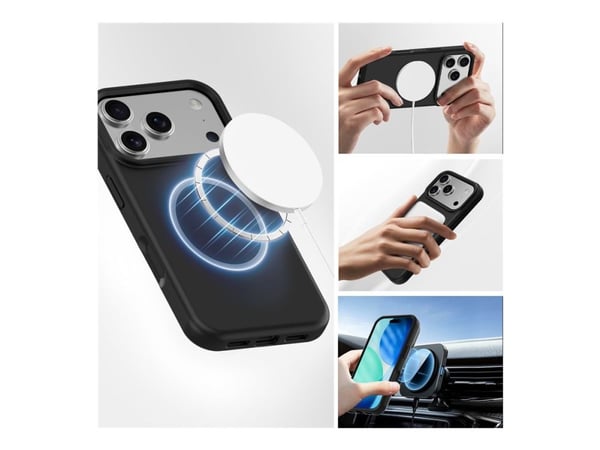 4smarts Cupertino - Baksidedeksel for mobiltelefon - MagSafe-samsvar - silikon - svart - for Apple iPhone 17 Pro