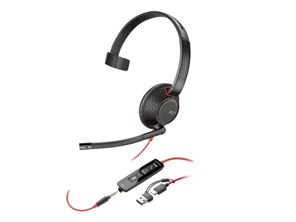 HP Poly Blackwire 5210 -USB-C-monokuulokemikrofoni + +3,5 mm:n liitin + USB-C-/A-sovitin (tukkupakkaus), Langallinen, Toimisto/puhelukeskus, Kuulok...