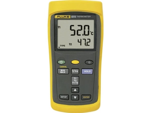 Fluke 52 II Lämpötilan mittauslaitteisto -250 - +1372 °C Anturityypit J, K, T ja E