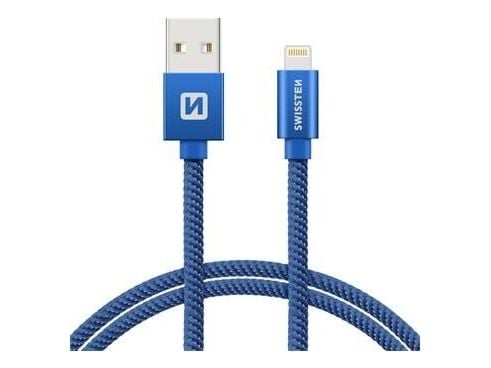 Swissten 71523308, 2 m, Lightning, USB A, Hankjønn, Hankjønn, Blå