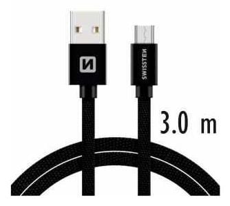 Swissten tekstil USB - USB-C 3,0m svart