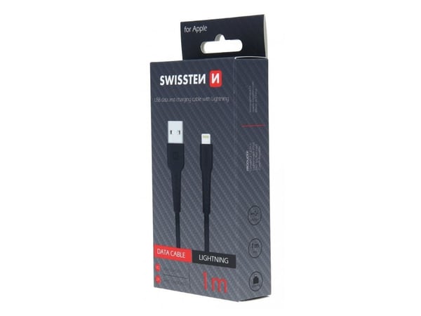 Swissten Basic snabbladdning 3A Lightning (MD818ZM/A) data- och laddningskabel 1m Svart