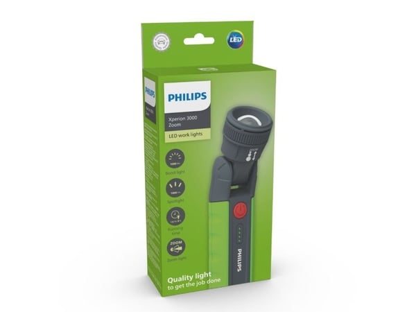 Philips Xperion 3000 LUMX30ZOOMX1 Zoom, LED, 1000 lm, 1000 lm, Grønn, Grå, Batteri, 9 timer