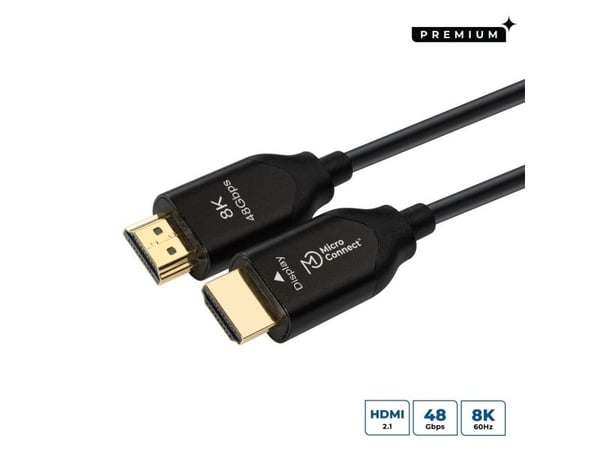MicroConnect Premium - Ultra High Speed - HDMI-kabel med Ethernet - HDMI hann rett til HDMI hann rett - 40 m - hybridkobber / fiberoptikk - svart -...