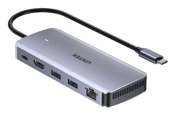 UNITEK D1120A01, Koblet med ledninger (ikke trådløs), USB 3.2 Gen 2 (3.1 Gen 2) Type-C, 100 W, 1000 Mbit/s, Grå, Space Grey