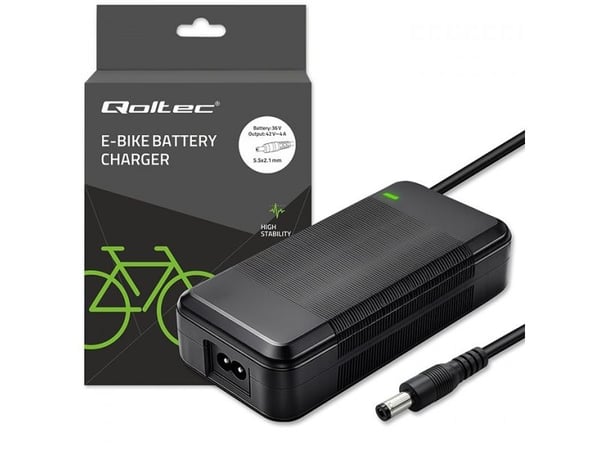 Qoltec hurtiglader for elektrisk scootersykkel36V | 42V | 4A | 5,5 * 2,1 + strømkabel